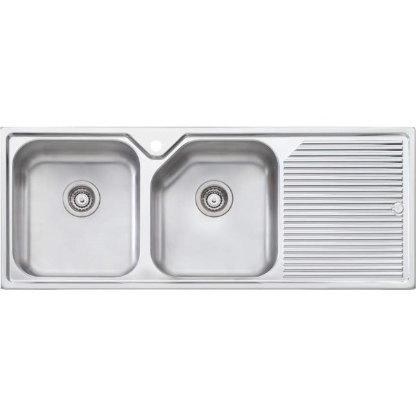 Oliveri Nu-Petite double bowl topmount sink drainer 1TH