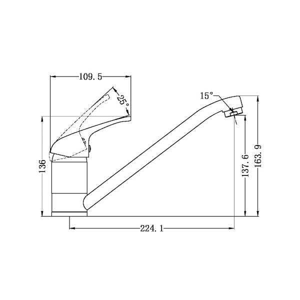 Technical Drawing: Nero Classic Basin Mixer Chrome