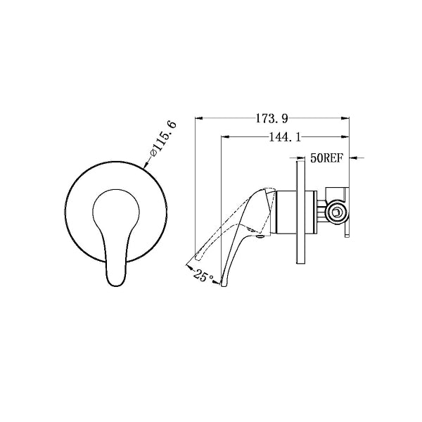 Technical Drawing: Nero Classic Shower Mixer Chrome