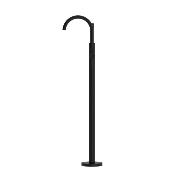 Nero Nova Round Floormount Mixer With Handshower Matte Black Spout Only | The Blue Space