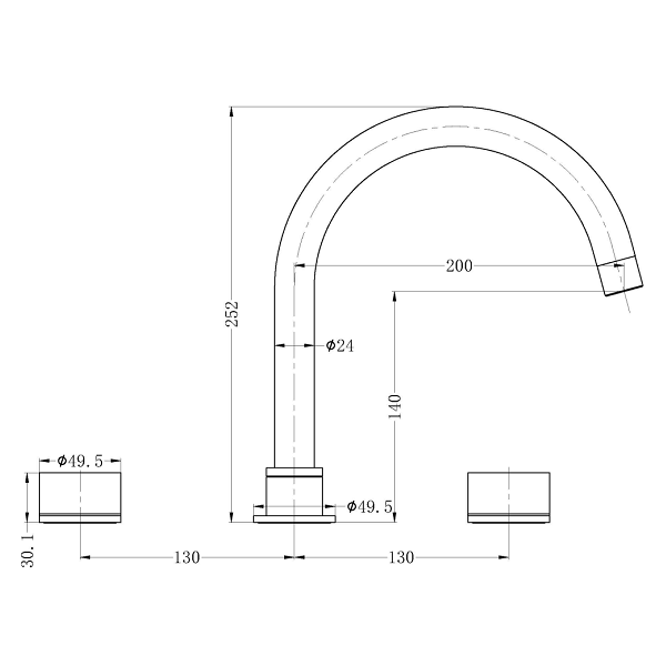 Technical Drawing: Nero Kara Hob Bath Set