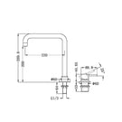 Technical Drawing: Nero Mecca Hob Basin Mixer Square Spout Brushed Gold