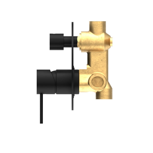 Nero Mecca Shower Mixer With Diverter Matte Black Side View | The Blue Space