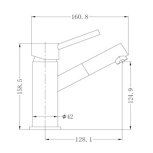 Technical Drawing: Nero Dolce Basin Mixer Angel Spout Chrome