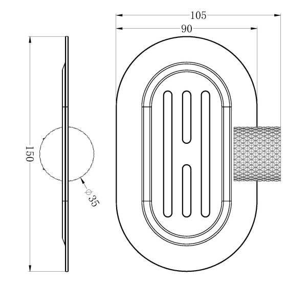 Technical Drawing: Nero Opal Soap Dish Holder Brushed Bronze