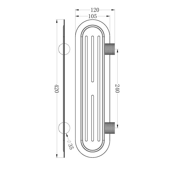 Technical Drawing: Nero Opal Metal Shelf Brushed Gold