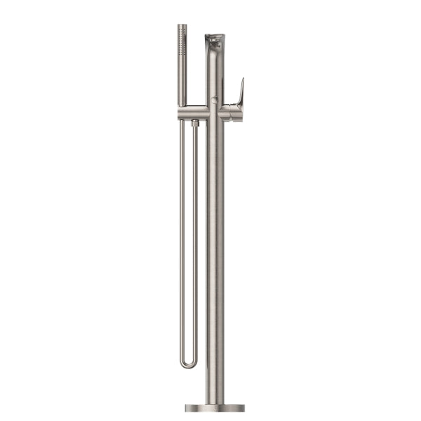 Nero Freestanding Bath Mixer Brushed Nickel Front View | The Blue Space