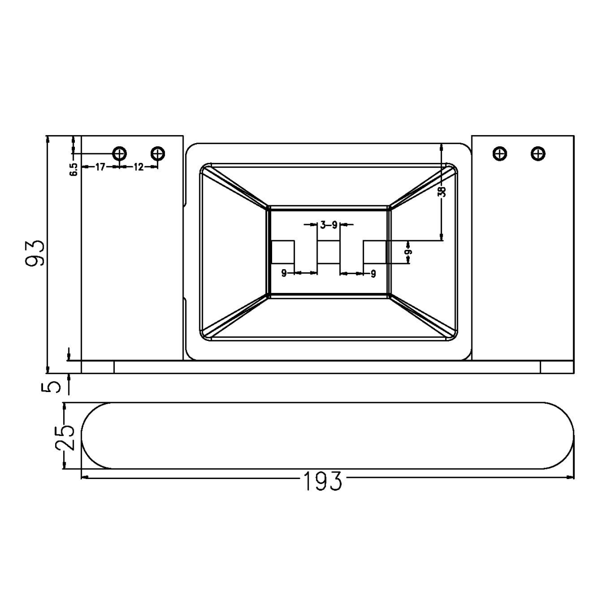 Technical Drawing: Nero Bianca Soap Dish Holder Gun Metal Grey