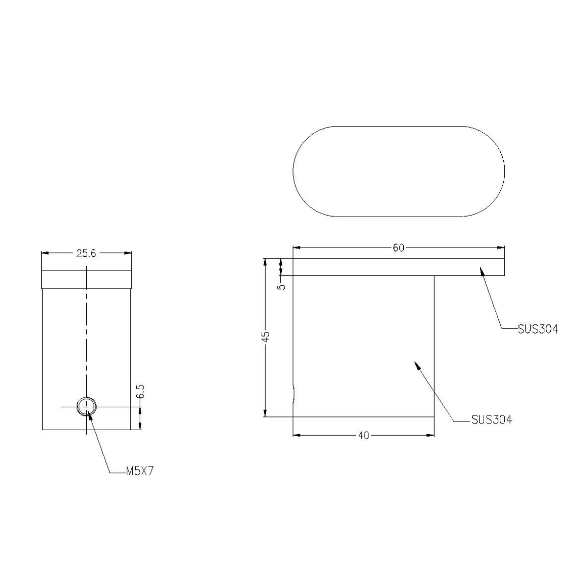Technical Drawing: Nero Bianca Robe Hook Chrome