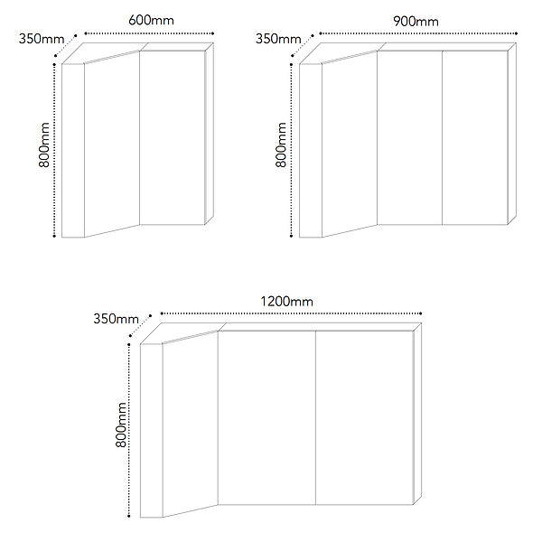 Technical Drawing - ADP Offset Corner Mirror Shaving Cabinet