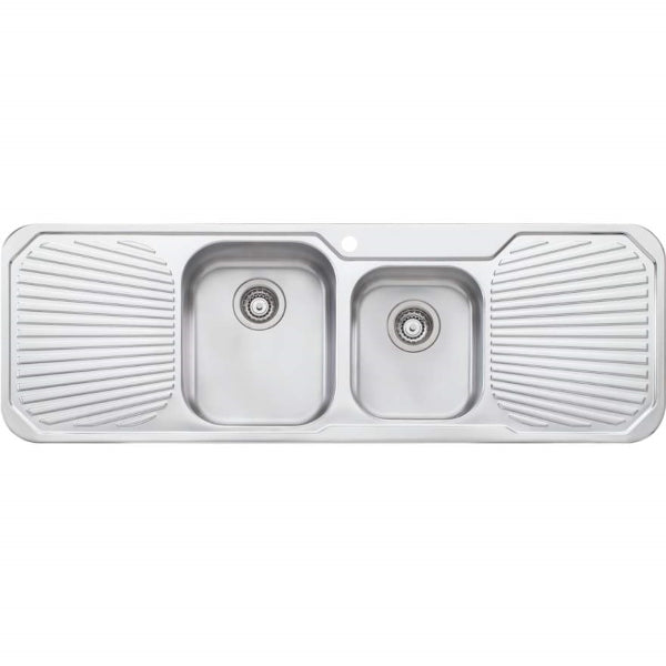 Oliveri Petite 1 & 3/4 bowl topmount sink w dbl drainer 1TH - The Blue Space