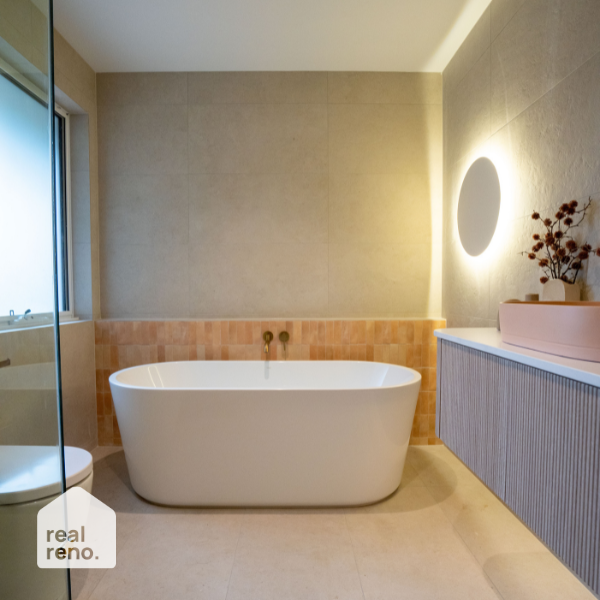 Caroma Aura Freestanding Bath by Caroma - The Blue Space Real Reno