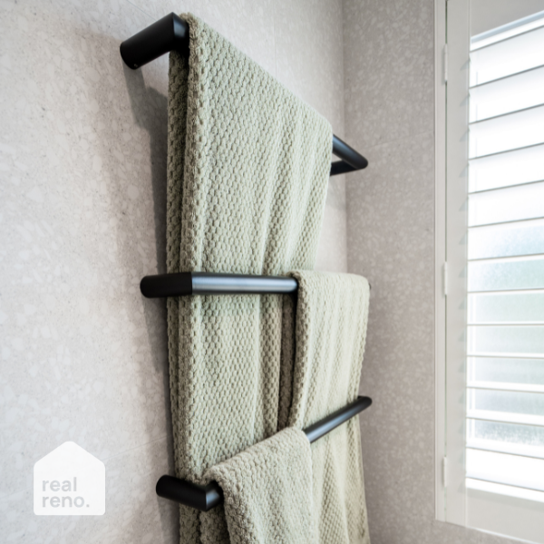 Thermogroup 12V Single Heated Towel Rail 632mm - Matte Black - The Blue Space Real Reno