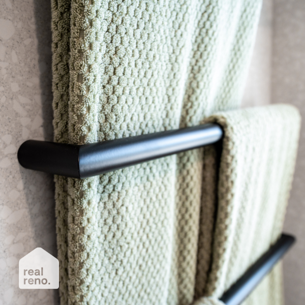 Thermogroup 12V Single Heated Towel Rail 632mm - Matte Black - The Blue Space Real Reno