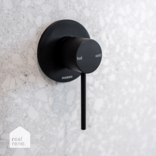 Phoenix Vivid Slimline Shower/Wall Mixer-Matte Black - the blue space Real Reno