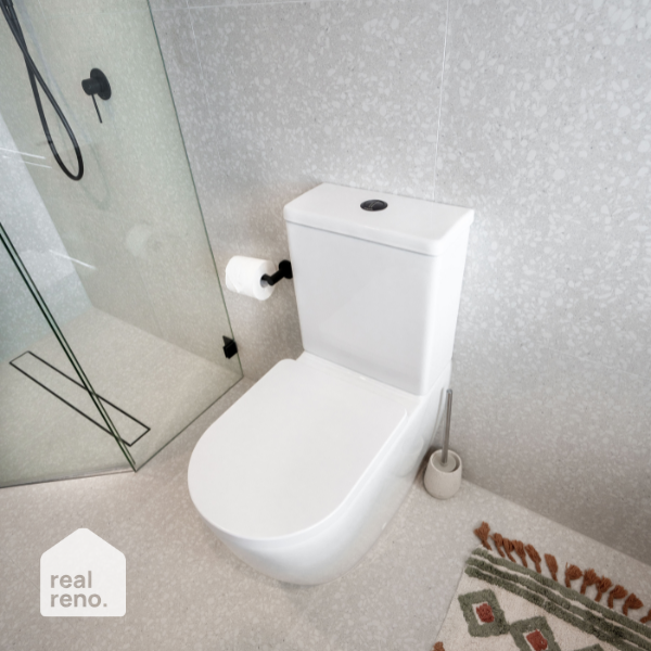 Caroma Urbane II Flush Button Matte Black - The Blue Space Real Reno