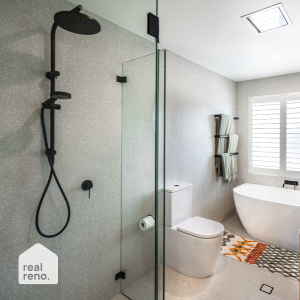 Phoenix Vivid Slimline Shower/Wall Mixer-Matte Black - the blue space Real Reno