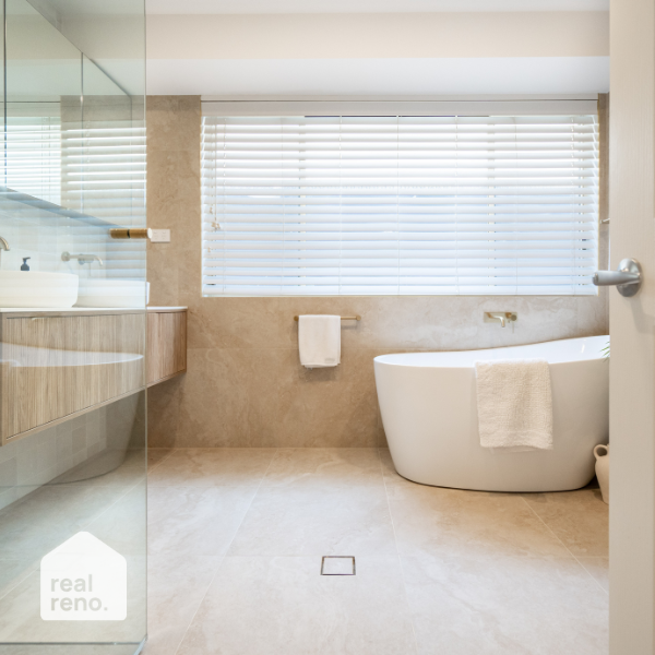 Phoenix Vivid Slimline Wall Basin/Bath Set 230mm Curved-Brushed Gold - The Blue Space Real Reno