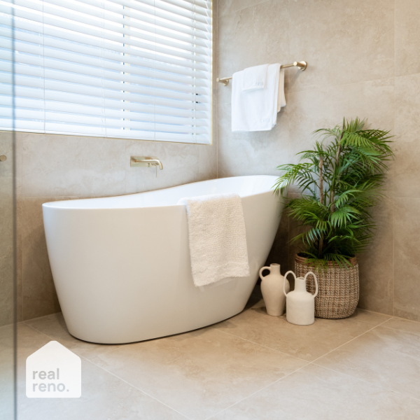 Phoenix Vivid Slimline Wall Basin/Bath Set 230mm Curved-Brushed Gold - The Blue Space Real Reno