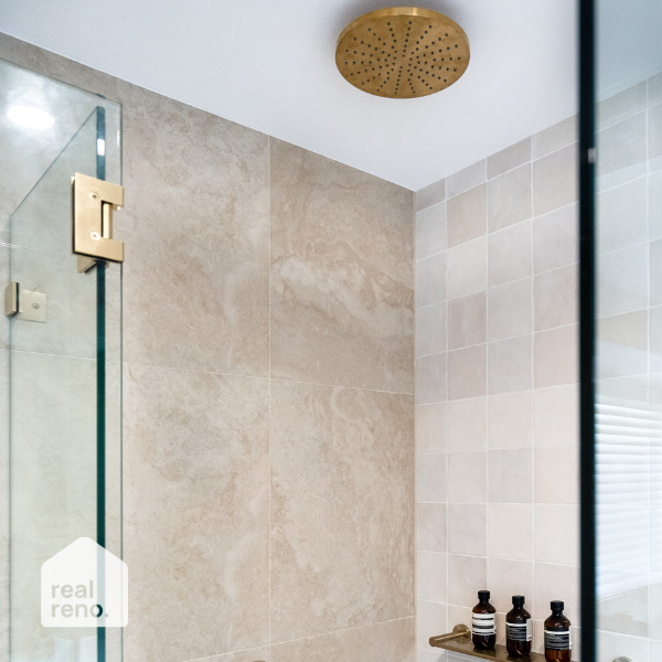 Phoenix Vivid Shower Rose 230mm Round - Brushed Gold | Real Reno