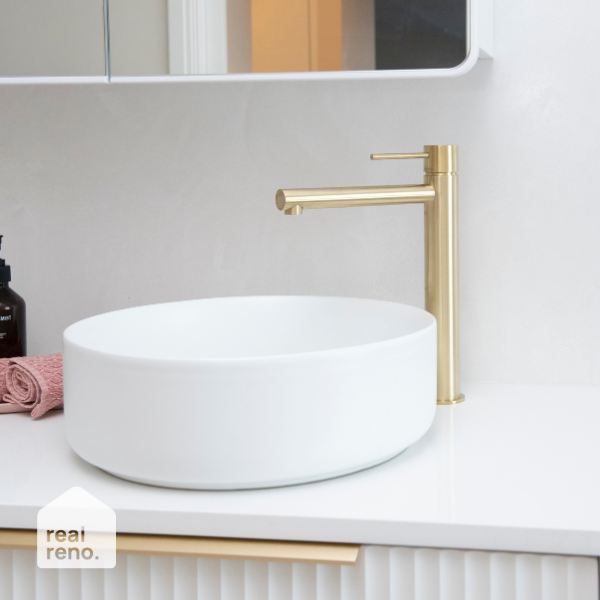 Phoenix Vivid Slimline Vessel Mixer-Brushed Gold Real Reno