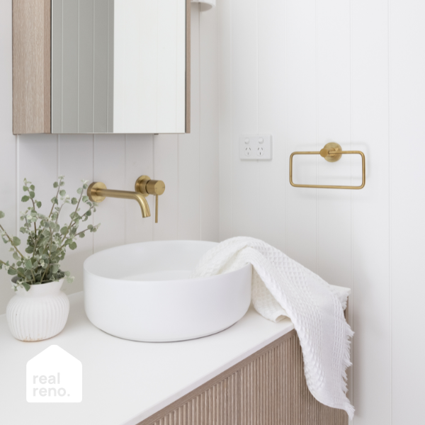 Phoenix Radii Hand Towel Holder Round Plate - Brushed Gold | Real Reno