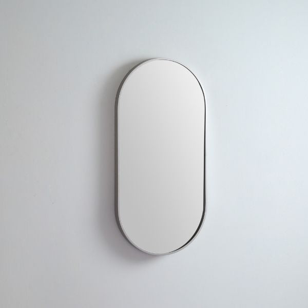 Remer Modern Oblong 910mm aluminium framed mirror in Brushed Nickel - The Blue Space
