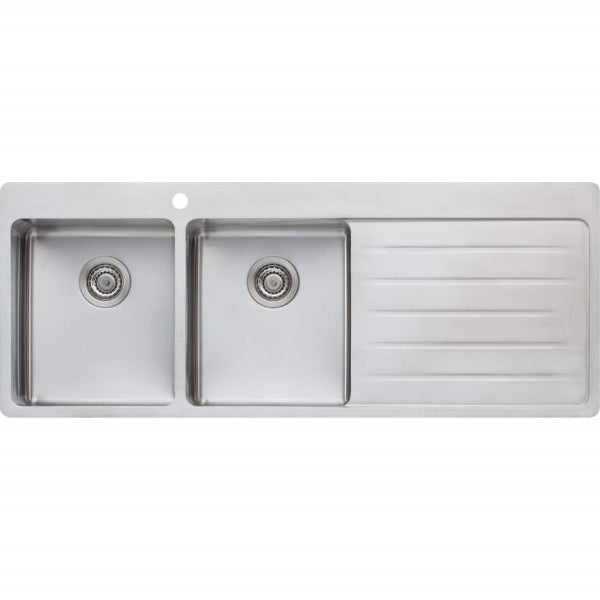 Oliveri Sonetto double bowl topmount sink R/H drainer 1TH - The Blue Space