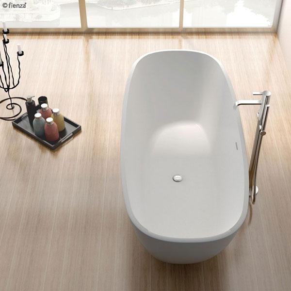 Fienza Marissa Matte White Stone Freestanding Bath birdseye view