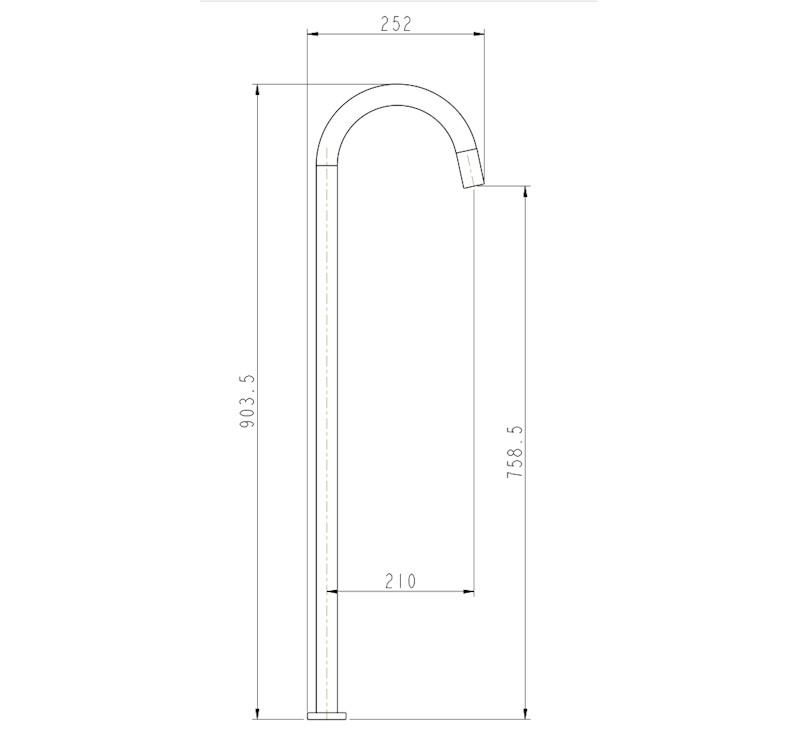 Technical Drawing: Star Freestanding Bath Spout Chrome