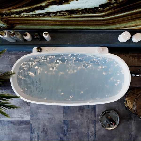 BelBagno Palermo Back to Wall Freestanding Bath White