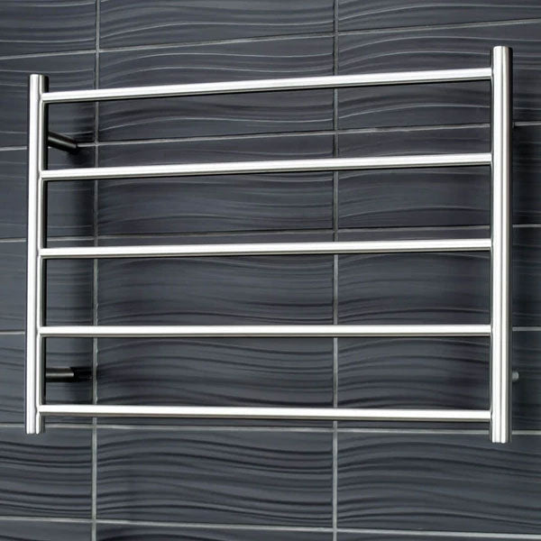 Radiant Round 5 Bar Heated Rail 750mmx550mm Brushed Stainless Steel - The Blue Space