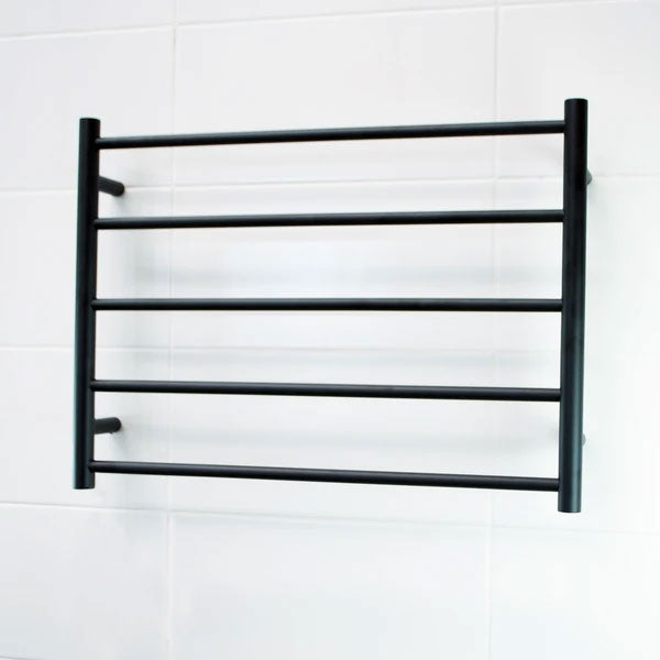 Radiant Round 5 Bar Heated Rail 750mmx550mm Matte Black - The Blue Space