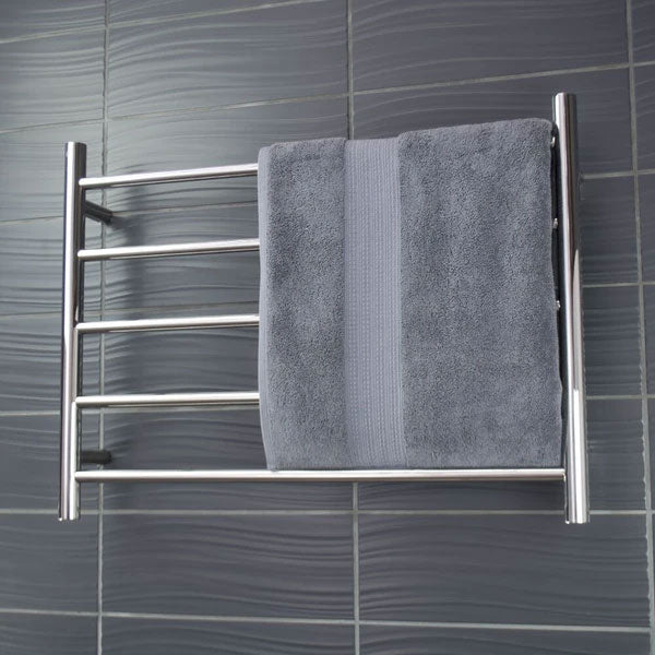 Radiant Round 5 Bar Heated Rail 750mmx550mm Polished Stainless Steel - The Blue Space