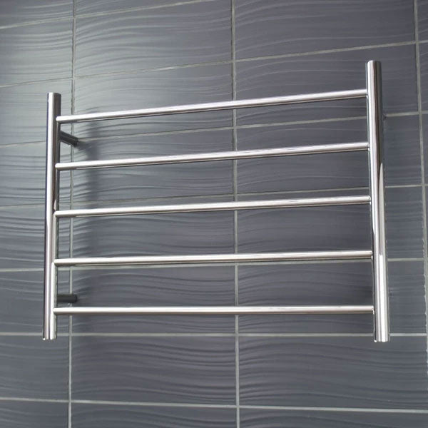 Radiant Round 5 Bar Heated Rail 750mmx550mm Polished Stainless Steel - The Blue Space