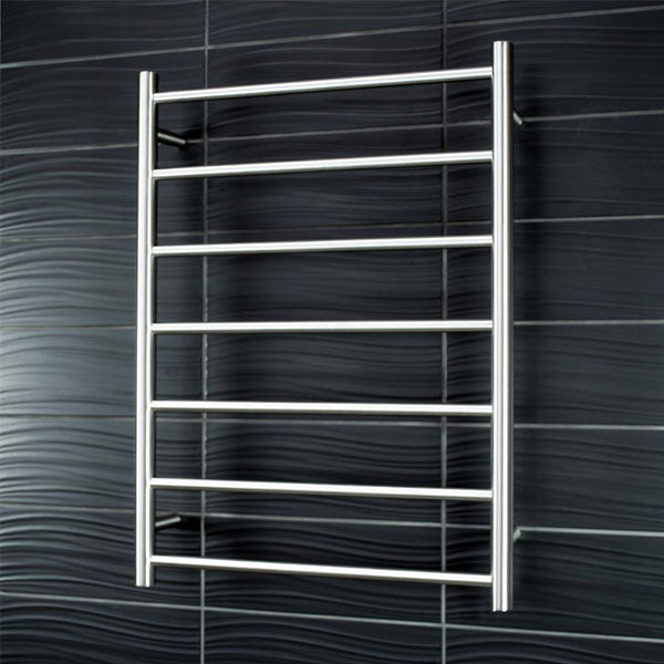 Radiant Round 7 Bar Heated Rail 600mmx800mm Brushed Stainless Steel - The Blue Space
