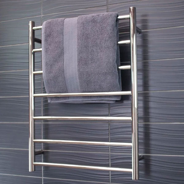 Radiant Round 7 Bar Heated Rail 600mmx800mm Polished Stainless Steel - The Blue Space