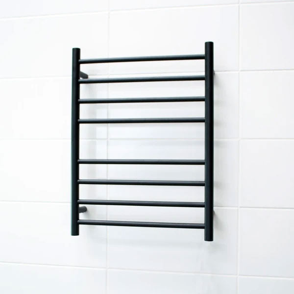 Radiant Round 8 Bar Heated Rail 530mmx700mm Matte Black - The Blue Space