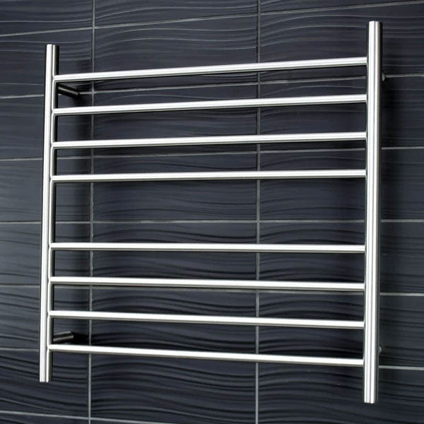 Radiant Round 8 Bar Heated Rail 750mmx750mm Brushed Stainless Steel - The Blue Space
