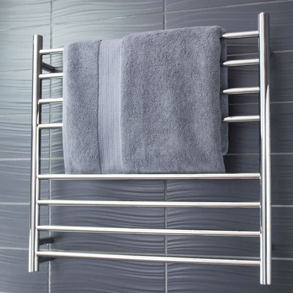Radiant Round 8 Bar Heated Rail 750mmx750mm Polished Stainless Steel - The Blue Space