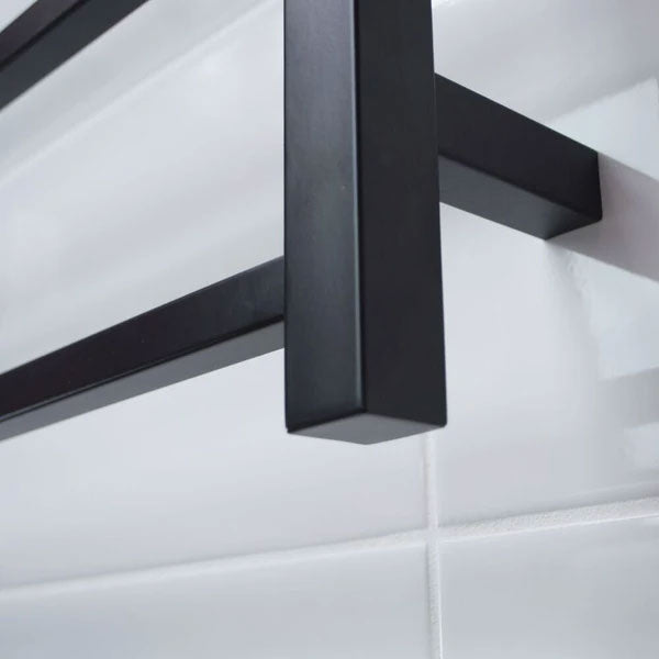 Radiant Square 5 Bar Heated Rail 750mmx550mm Matte Black - The Blue Space