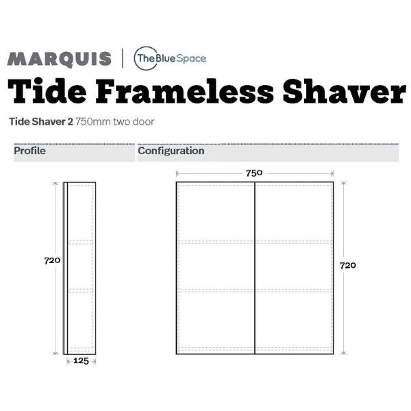 Marquis Tide Shaving Cabinet 750mm two door - The Blue Space