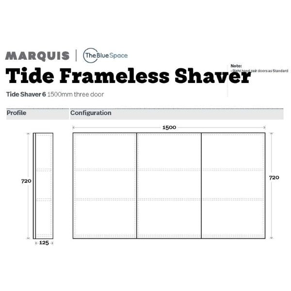 Marquis Tide Shaving Cabinet 1500mm three door - The Blue Space