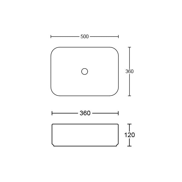 Timberline Enchant Above Counter Basin Technical Drawing - The Blue Space