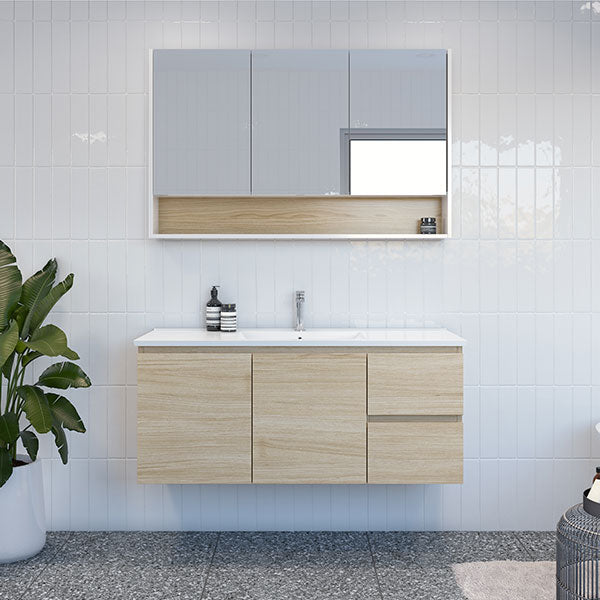 Timberline Nevada Wall Hung Vanity with Alpha Ceramic Top - Sizes 600, 750, 900, 1200, 1500, 1800 - The Blue Space