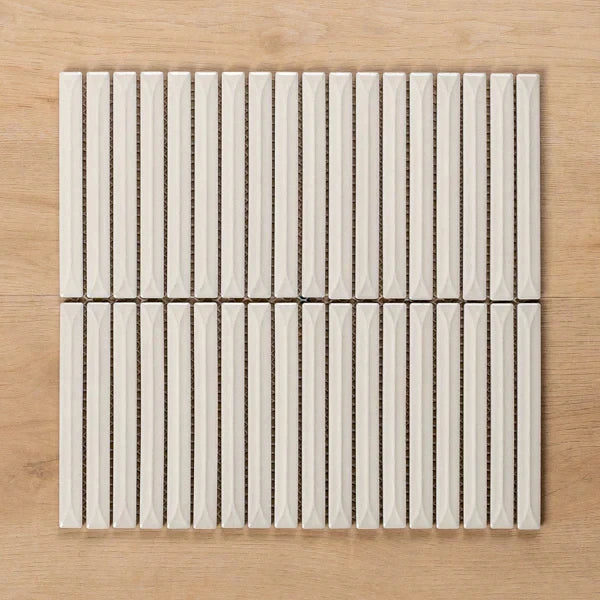 Sample of Castaways White Gloss KitKat Porcelain Mosaic Tile - The Blue Space