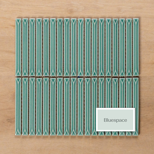 Castaways Frosty Mint Gloss KitKat Porcelain Mosaic Tile 15x145mm - The Blue Space