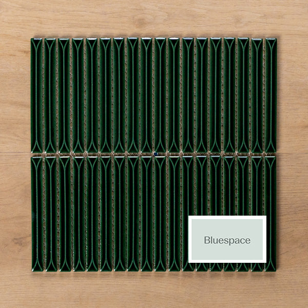 Castaways Jade Gloss KitKat Porcelain Mosaic Tile 15x145mm - The Blue Space