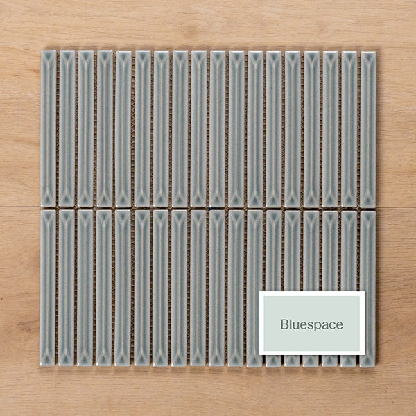 Castaways Silver Sage Gloss KitKat Porcelain Mosaic Tile 15x145mm - The Blue Space