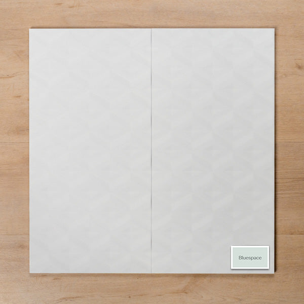 Hotham Diamond Shadow White Gloss Rectified Ceramic Tile 300x600mm Double - The Blue Space